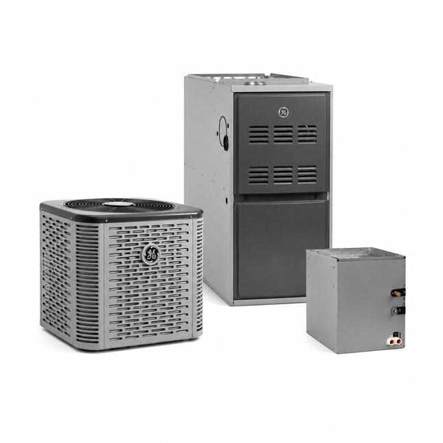 GE Appliances NS18H Connect - 2-Ton Variable Speed HP w/ 80% AFUE Variable Furnace (Horizontal) + NCHC30AT5S Coil - 17.2 SEER2 with Install