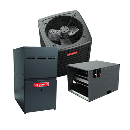 Goodman - 2 - Ton - 17 SEER2 - Two-Stage Cooling - Variable Speed 80% AFUE Furnace - Horizontal Only Gas System with Install